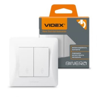 Выключатель двухклавишный проходной Videx Binera белый 